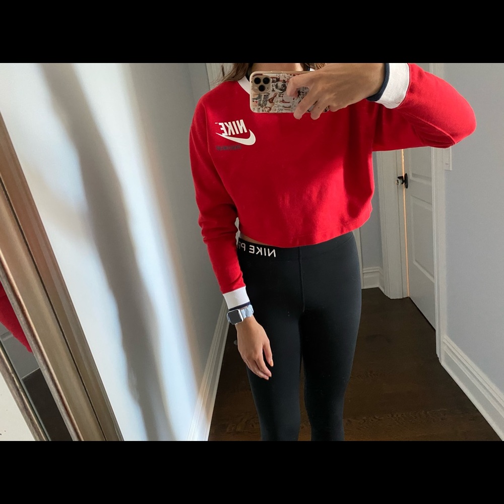 Cropped Red Nike Sweatshirt